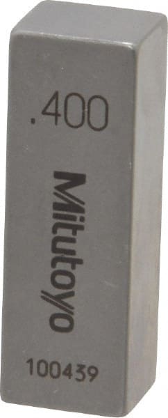 Mitutoyo - 0.4" Rectangular Steel Gage Block - Accuracy Grade AS-1, Includes Certificate of Inspection - Exact Tooling
