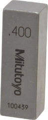 Mitutoyo - 0.4" Rectangular Steel Gage Block - Accuracy Grade AS-1, Includes Certificate of Inspection - Exact Tooling