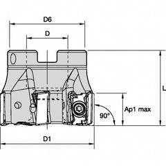 Kennametal - 2" Cut Diam, 3/4" Arbor Hole Diam, Indexable Square-Shoulder Face Mill - Exact Tooling