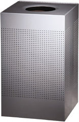 Rubbermaid - 20 Gal Silver Square Decorative Waste Receptacle With Top - Steel, 30" High x 476.25mm Long x 476.25mm Wide - Exact Tooling
