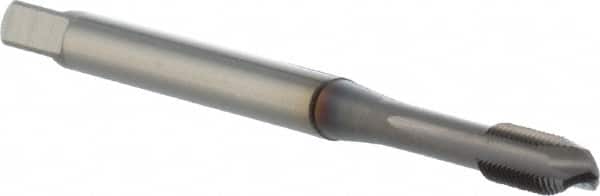 OSG - M4x0.50 Metric Fine, 3 Flute, TiCN Finish, Powdered Metal Spiral Point Tap - Plug Chamfer, Right Hand Thread, 63mm OAL, 8.2mm Thread Length, 0.168" Shank Diam, 6H Class of Fit, Series 16510 - Exact Tooling
