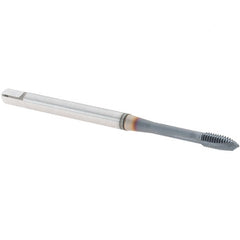 OSG - M3x0.50 Metric Coarse, 3 Flute, TiCN Finish, Powdered Metal Spiral Point Tap - Plug Chamfer, Right Hand Thread, 56mm OAL, 6mm Thread Length, 0.141" Shank Diam, 6H Class of Fit, Series 16510 - Exact Tooling