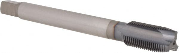 OSG - M12x1.00 Metric Fine, 3 Flute, TiCN Finish, Powdered Metal Spiral Point Tap - Plug Chamfer, Right Hand Thread, 100mm OAL, 21mm Thread Length, 0.367" Shank Diam, 6H Class of Fit, Series 16510 - Exact Tooling
