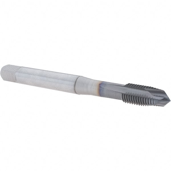 OSG - M12x1.75 Metric Coarse, 3 Flute, TiCN Finish, Powdered Metal Spiral Point Tap - Plug Chamfer, Right Hand Thread, 110mm OAL, 21mm Thread Length, 0.367" Shank Diam, 6H Class of Fit, Series 16510 - Exact Tooling