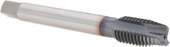 OSG - M14x2.00 Metric Coarse, 3 Flute, TiCN Finish, Powdered Metal Spiral Point Tap - Plug Chamfer, Right Hand Thread, 110mm OAL, 24mm Thread Length, 0.429" Shank Diam, 6H Class of Fit, Series 16510 - Exact Tooling