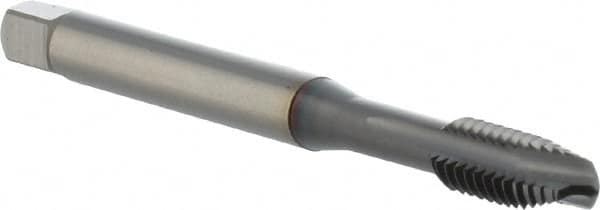 OSG - 1/4-20 UNC, 3 Flute, TiCN Finish, Powdered Metal Spiral Point Tap - Plug Chamfer, Right Hand Thread, 80mm OAL, 15.1mm Thread Length, 0.255" Shank Diam, 2B Class of Fit, Series 16515 - Exact Tooling