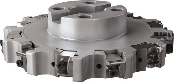 Seco - Shell Mount Connection, 1.024" Cutting Width, 2.209" Depth of Cut, 8" Cutter Diam, 1-1/2" Hole Diam, 6 Tooth Indexable Slotting Cutter - R335.25 Toolholder, XNHQ, LNHQ Insert, Right Hand Cutting Direction - Exact Tooling