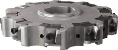 Seco - Arbor Hole Connection, 0.63" Cutting Width, 1.98" Depth of Cut, 160mm Cutter Diam, 1.5748" Hole Diam, 10 Tooth Indexable Slotting Cutter - 335.25 Toolholder, XNHQ, LNHQ Insert, Right Hand Cutting Direction - Exact Tooling