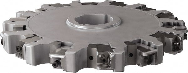 Seco - Arbor Hole Connection, 1.26" Cutting Width, 3.476" Depth of Cut, 250mm Cutter Diam, 1.9685" Hole Diam, 7 Tooth Indexable Slotting Cutter - 335.25 Toolholder, XNHQ, LNHQ Insert, Right Hand Cutting Direction - Exact Tooling