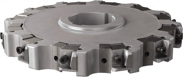 Seco - Arbor Hole Connection, 0.63" Cutting Width, 2.492" Depth of Cut, 200mm Cutter Diam, 1.9685" Hole Diam, 12 Tooth Indexable Slotting Cutter - 335.25 Toolholder, XNHQ, LNHQ Insert, Right Hand Cutting Direction - Exact Tooling