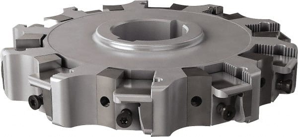 Seco - Arbor Hole Connection, 0.63" Cutting Width, 1.98" Depth of Cut, 160mm Cutter Diam, 1.5748" Hole Diam, 10 Tooth Indexable Slotting Cutter - 335.25 Toolholder, XNHQ, LNHQ Insert, Right Hand Cutting Direction - Exact Tooling