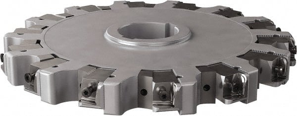 Seco - Arbor Hole Connection, 0.63" Cutting Width, 3.413" Depth of Cut, 10" Cutter Diam, 2" Hole Diam, 14 Tooth Indexable Slotting Cutter - 335.25 Toolholder, XNHQ, LNHQ Insert, Right Hand Cutting Direction - Exact Tooling