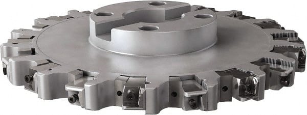 Seco - Shell Mount Connection, 1.26" Cutting Width, 3.402" Depth of Cut, 12" Cutter Diam, 2-1/2" Hole Diam, 9 Tooth Indexable Slotting Cutter - R335.25 Toolholder, XNHQ, LNHQ Insert, Right Hand Cutting Direction - Exact Tooling