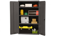 Durham - 3 Shelf Locking Storage Cabinet - Steel, 36" Wide x 18" Deep x 60" High, Gray - Exact Tooling