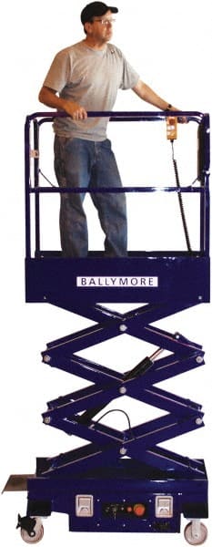 Ballymore - 500 Lb Capacity, 144" Lift Height, Battery Operated Mini Scissor Lift - 144 Inch Lift Height, 46 Inch Length x 28 Inch Width Footprint, 500 Lbs. Load Limit - Exact Tooling