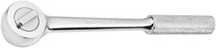 SK - 1/2" Drive Round Head Ratchet - Full Polish Chrome Finish, 10-1/2" OAL, 50 Gear Teeth, Full Polished Knurled Handle, Reversible Head - Exact Tooling
