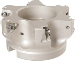 Iscar - 6 Inserts, 4" Cut Diam, 1-1/2" Arbor Diam, 17/32" Max Depth of Cut, Indexable Square-Shoulder Face Mill - 2" High, H690 TNKX 160610 Insert Compatibility, Through Coolant, Series Helido - Exact Tooling