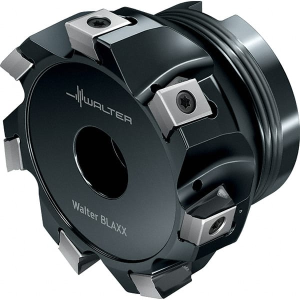 Walter - 7 Inserts, 5" Cut Diam, 1-1/2" Arbor Diam, 0.591" Max Depth of Cut, Indexable Square-Shoulder Face Mill - 2.48" High, LN.. 1607.. Insert Compatibility, Through Coolant, Series Blaxx - Exact Tooling