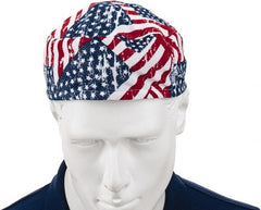 Ergodyne - Size Universal Cooling Skull Cap - Polyester, Blue, Red & White, Flag Pattern - Exact Tooling