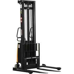 Vestil - 2,000 Lb Capacity, 150" Lift Height, Battery Powered Stacker - 2-1/8" Lowered Height, 42" Fork Length, 58" Overall Width - Exact Tooling