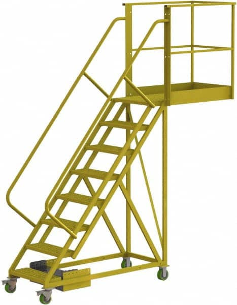 TRI-ARC - 122" 8 Step Configurable Cantilever Ladder - Unsupported, 300 Lb Capacity, 80" Platform Height, 30" Base Width x 109" Base Depth, Serrated - Exact Tooling