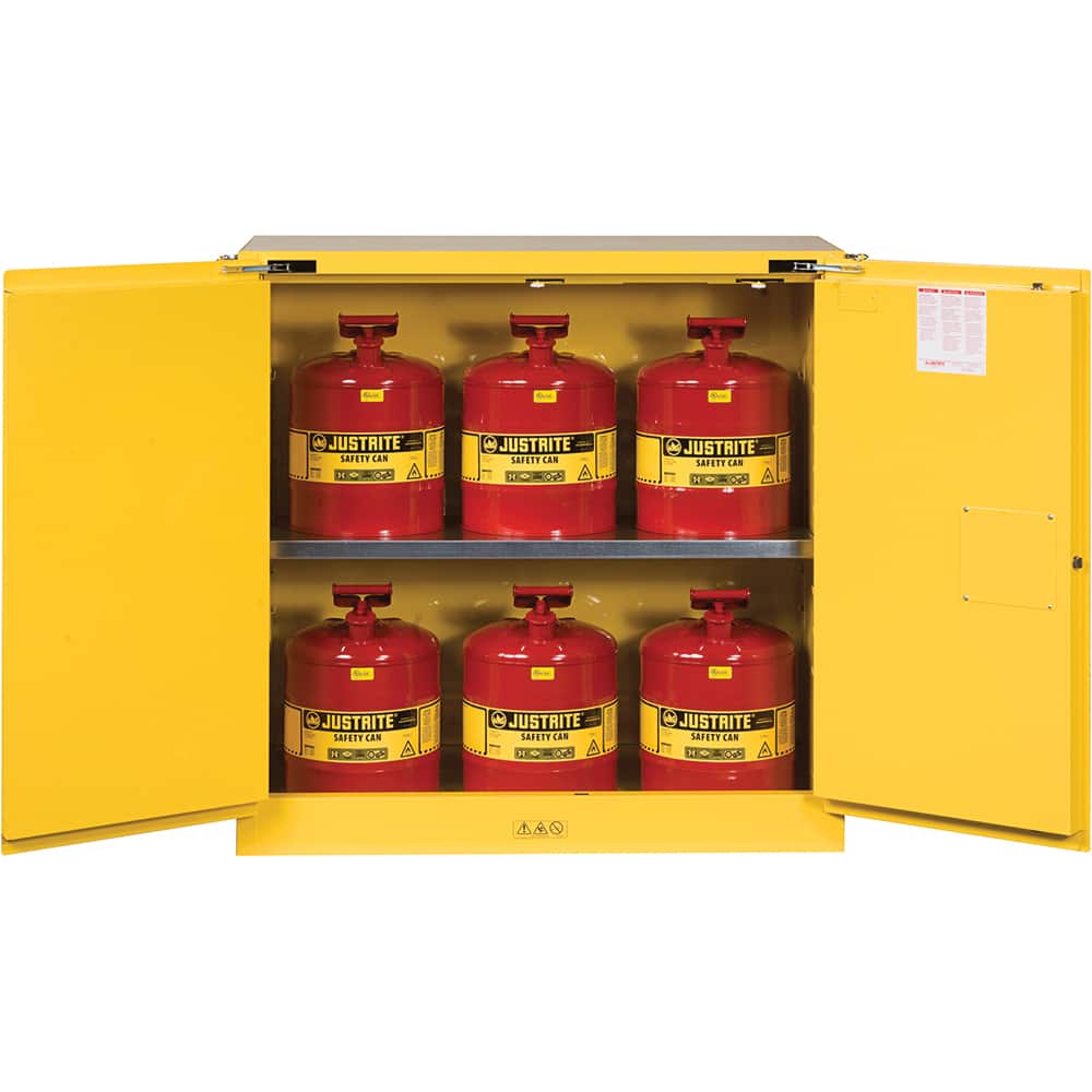 Justrite - 2 Door 1 Shelf 30 Gal Safety Cabinet for Flammable Substances - Exact Tooling