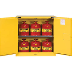 Justrite - 2 Door 1 Shelf 30 Gal Safety Cabinet for Flammable Substances - Exact Tooling