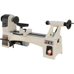 Jet - 24 Position, 10" Swing, 15-1/2" Distance Between Center, Cast Iron Woodworking Lathe - 2MT Head/Tailstock, 3/8" Spindle Hole, 3" Face Plate, 300 to 3,600 RPM - Exact Tooling