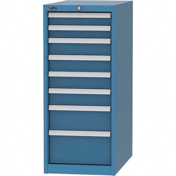 LISTA - 8 Drawer, 45 Compartment Bright Blue Steel Modular Storage Cabinet - Exact Tooling
