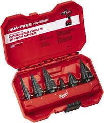 Milwaukee Tool - 1/8 to 1-1/8", Oxide Finish, High Speed Steel Step Drill Bit Set - Exact Tooling