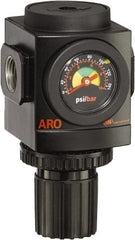 ARO/Ingersoll-Rand - 3/8 NPT Port, 179 CFM, Aluminum Standard Regulator - 0 to 140 psi Range, 250 Max psi Supply Pressure, 1/8" Gauge Port Thread, 3.15" Wide x 5.472" High - Exact Tooling