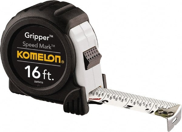 Komelon - 16' x 1" White Stainless Steel Blade Tape Measure - Exact Tooling