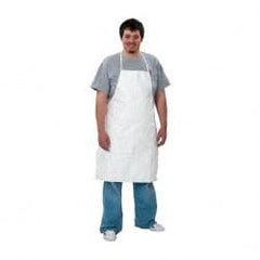 Dupont - 28" Wide x 36" Long x 6 mil Thick Bib Apron - Tyvek, White, Resists Aerosols, Liquid Splashes, Dry Particles - Exact Tooling