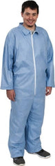 Dupont - Size L FR Disposable Flame Resistant/Retardant Coveralls - Blue, Zipper Closure, Open Cuffs, Open Ankles, Serged Seams - Exact Tooling