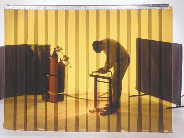 Singer Safety - 8' High x 6' Wide x 0.08mm Thick Vinyl Welding Strip Curtain - Bronze - Exact Tooling