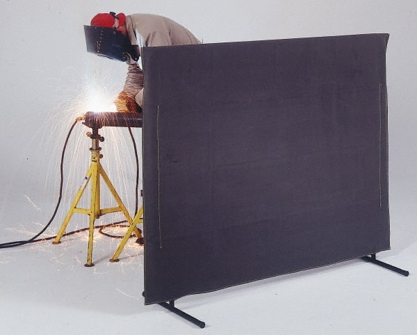 Singer Safety - 5 Ft. Wide x 4 Ft. High, 30 mil Thick Cotton Duck Portable Welding Screen Kit - Olive - Exact Tooling