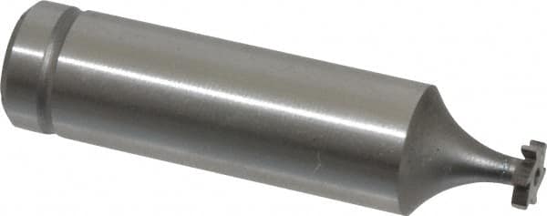Made in USA - 1/4" Diam x 1/16" Face Width, Cobalt, 6 Teeth, Shank Connection Woodruff Keyseat Cutter - Uncoated, 2-1/16" OAL x 1/2" Shank, Straight Teeth, ANSI 202, Old Standard 201 - Exact Tooling