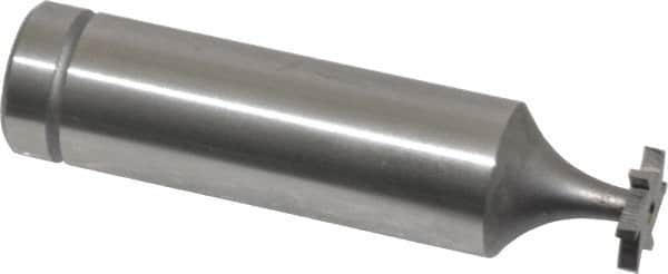 Made in USA - 3/8" Diam x 1/16" Face Width, Cobalt, 6 Teeth, Shank Connection Woodruff Keyseat Cutter - Uncoated, 2-1/16" OAL x 1/2" Shank, Straight Teeth, ANSI 203, Old Standard 211 - Exact Tooling