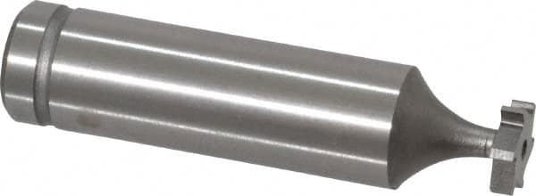 Made in USA - 3/8" Diam x 3/32" Face Width, Cobalt, 6 Teeth, Shank Connection Woodruff Keyseat Cutter - Uncoated, 2-3/32" OAL x 1/2" Shank, Straight Teeth, ANSI 303, Old Standard 212 - Exact Tooling