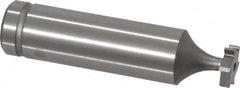 Made in USA - 3/8" Diam x 3/32" Face Width, Cobalt, 6 Teeth, Shank Connection Woodruff Keyseat Cutter - Uncoated, 2-3/32" OAL x 1/2" Shank, Straight Teeth, ANSI 303, Old Standard 212 - Exact Tooling