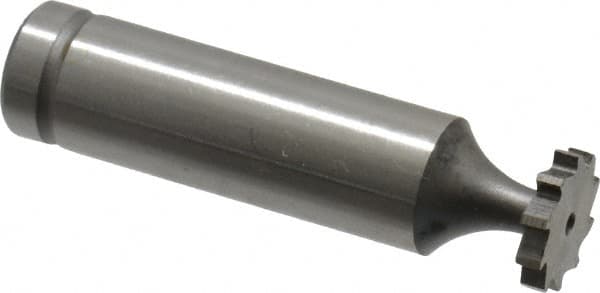 Made in USA - 1/2" Diam x 3/32" Face Width, Cobalt, 10 Teeth, Shank Connection Woodruff Keyseat Cutter - Uncoated, 2-3/32" OAL x 1/2" Shank, Straight Teeth, ANSI 304, Old Standard 2 - Exact Tooling