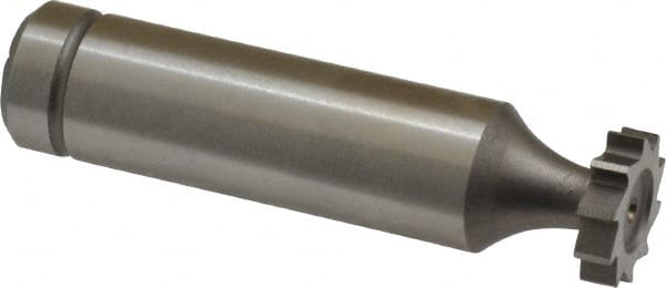 Made in USA - 1/2" Diam x 1/8" Face Width, Cobalt, 10 Teeth, Shank Connection Woodruff Keyseat Cutter - Uncoated, 2-1/8" OAL x 1/2" Shank, Straight Teeth, ANSI 404, Old Standard 3 - Exact Tooling