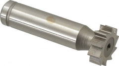 Made in USA - 3/4" Diam x 1/4" Face Width, Cobalt, 10 Teeth, Shank Connection Woodruff Keyseat Cutter - Uncoated, 2-1/4" OAL x 1/2" Shank, Straight Teeth, ANSI 806, Old Standard 91 - Exact Tooling