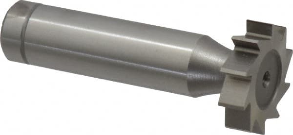 Made in USA - 7/8" Diam x 7/32" Face Width, Cobalt, 10 Teeth, Shank Connection Woodruff Keyseat Cutter - Uncoated, 2-7/32" OAL x 1/2" Shank, Straight Teeth, ANSI 707, Old Standard 12 - Exact Tooling