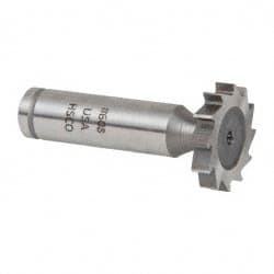 Made in USA - 1" Diam x 3/16" Face Width, Cobalt, 12 Teeth, Shank Connection Woodruff Keyseat Cutter - Uncoated, 2-3/16" OAL x 1/2" Shank, Straight Teeth, ANSI 608, Old Standard 13 - Exact Tooling