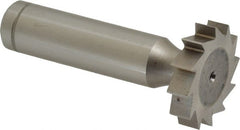Made in USA - 1" Diam x 7/32" Face Width, Cobalt, 12 Teeth, Shank Connection Woodruff Keyseat Cutter - Uncoated, 2-7/32" OAL x 1/2" Shank, Straight Teeth, ANSI 708, Old Standard 14 - Exact Tooling