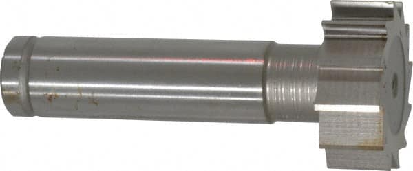 Made in USA - 1" Diam x 3/8" Face Width, Cobalt, 12 Teeth, Shank Connection Woodruff Keyseat Cutter - Uncoated, 2-3/8" OAL x 1/2" Shank, Straight Teeth, ANSI 1208, Old Standard 152 - Exact Tooling