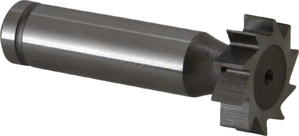 Made in USA - 7/8" Diam x 1/4" Face Width, Cobalt, 10 Teeth, Shank Connection Woodruff Keyseat Cutter - Uncoated, 2-1/4" OAL x 1/2" Shank, Straight Teeth, ANSI 807, Old Standard A - Exact Tooling