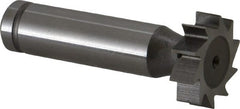 Made in USA - 7/8" Diam x 1/4" Face Width, Cobalt, 10 Teeth, Shank Connection Woodruff Keyseat Cutter - Uncoated, 2-1/4" OAL x 1/2" Shank, Straight Teeth, ANSI 807, Old Standard A - Exact Tooling