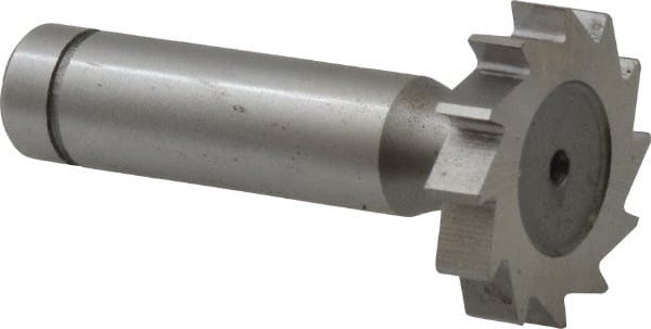 Made in USA - 1-1/8" Diam x 7/32" Face Width, Cobalt, 12 Teeth, Shank Connection Woodruff Keyseat Cutter - Uncoated, 2-7/32" OAL x 1/2" Shank, Straight Teeth, ANSI 709, Old Standard 17 - Exact Tooling